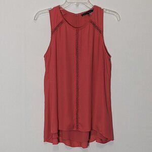 Women's "White House Black Market" Redish Orange Sleeveless Chiffon Top; Size S